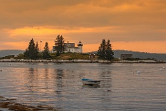 Sunset Breaking Through Clouds By Pumpkin Island Light